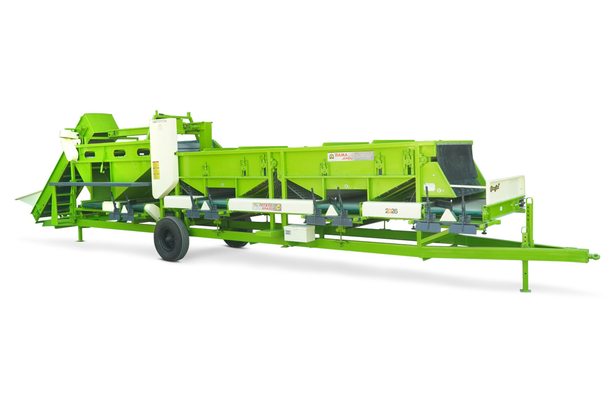 Potato grader in field